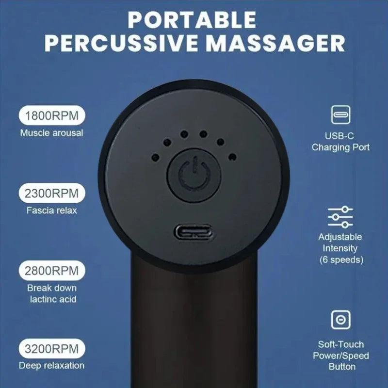 Fascial Massage Gun Electric Percussion Pistol Massager Body Neck Back Deep Tissue Muscle Relaxation Fitness Tool For Shoulder